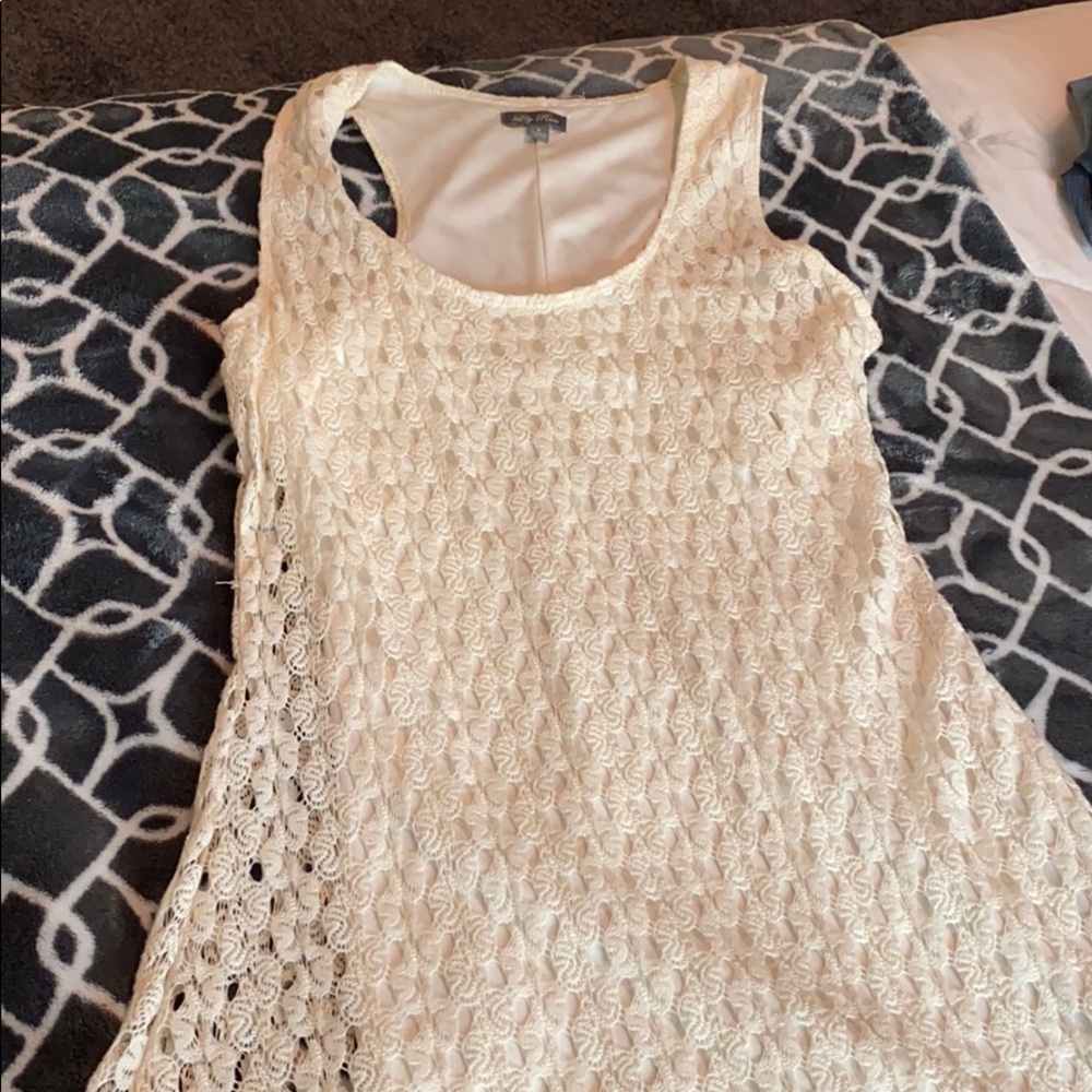 A high low cream lace dress